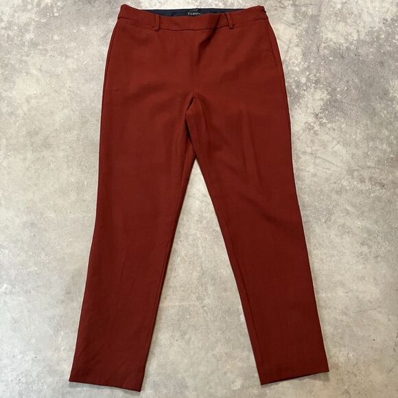 Talbots Pants Women 10 Chatham Red Burgundy Flat Front Chino Mid Rise Wool Blend - Picture 1 of 9